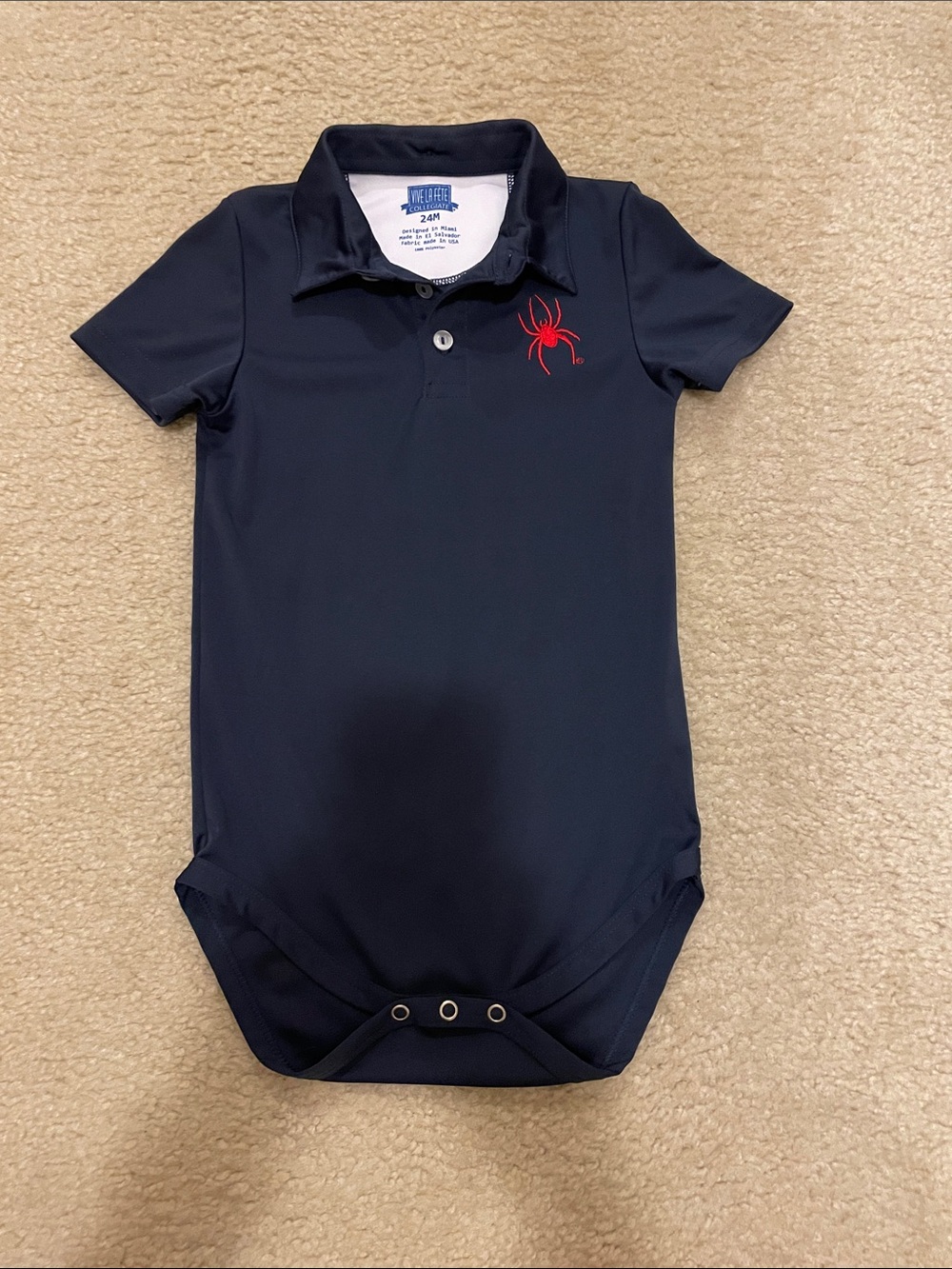 Vive La Fête University of Richmond Navy Polo Bodysuit with Red Embroidery